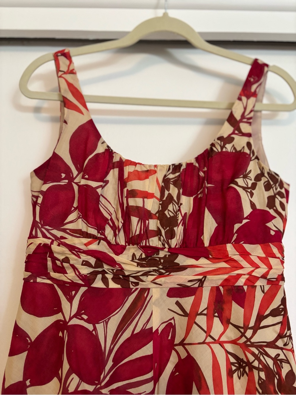 Evan Picone Red and Cream Floral Midi Dress - Picture 2 of 6